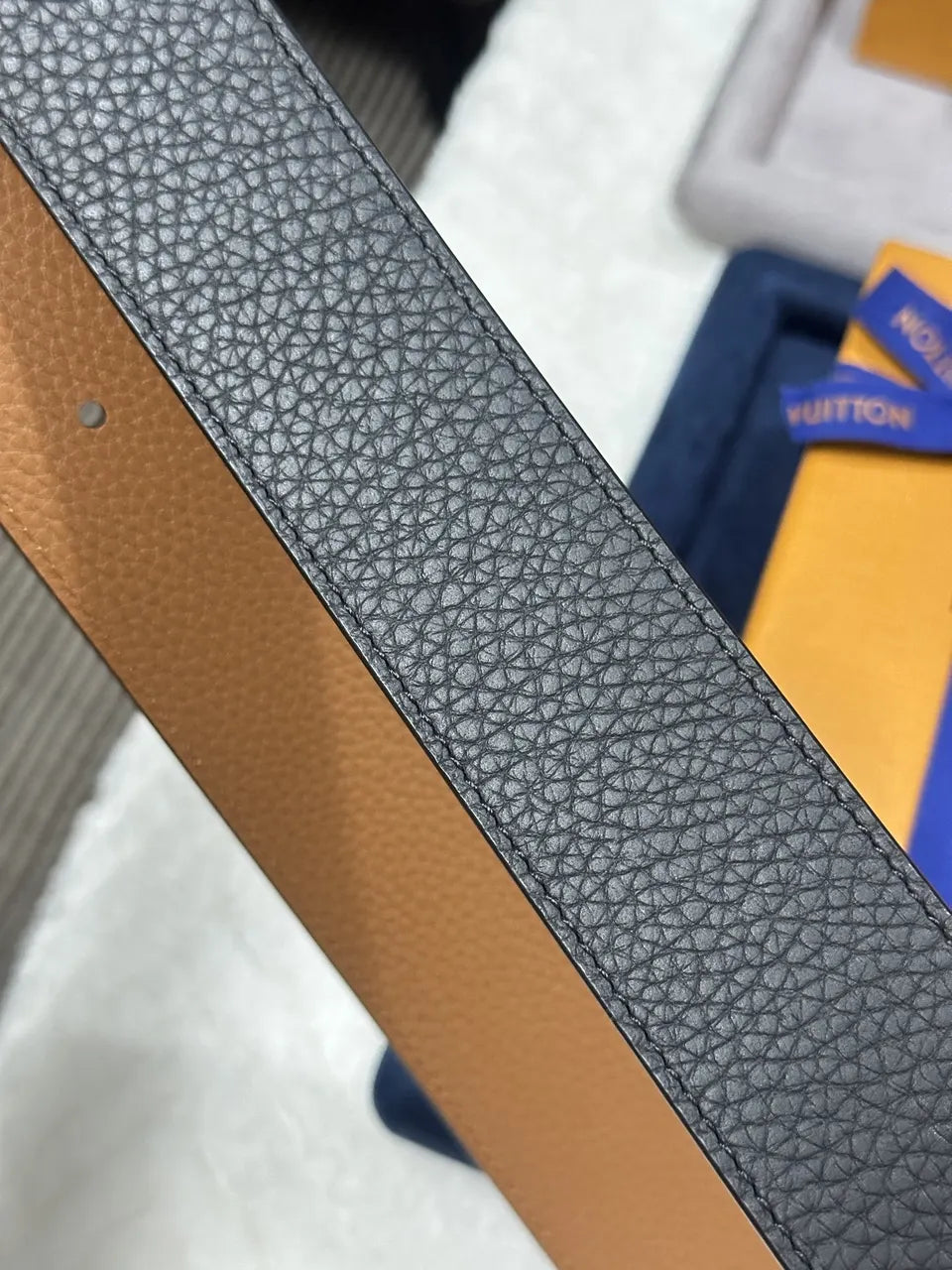 Louis Vuitton Black Taurillon Leather Belt silver - Hình 6
