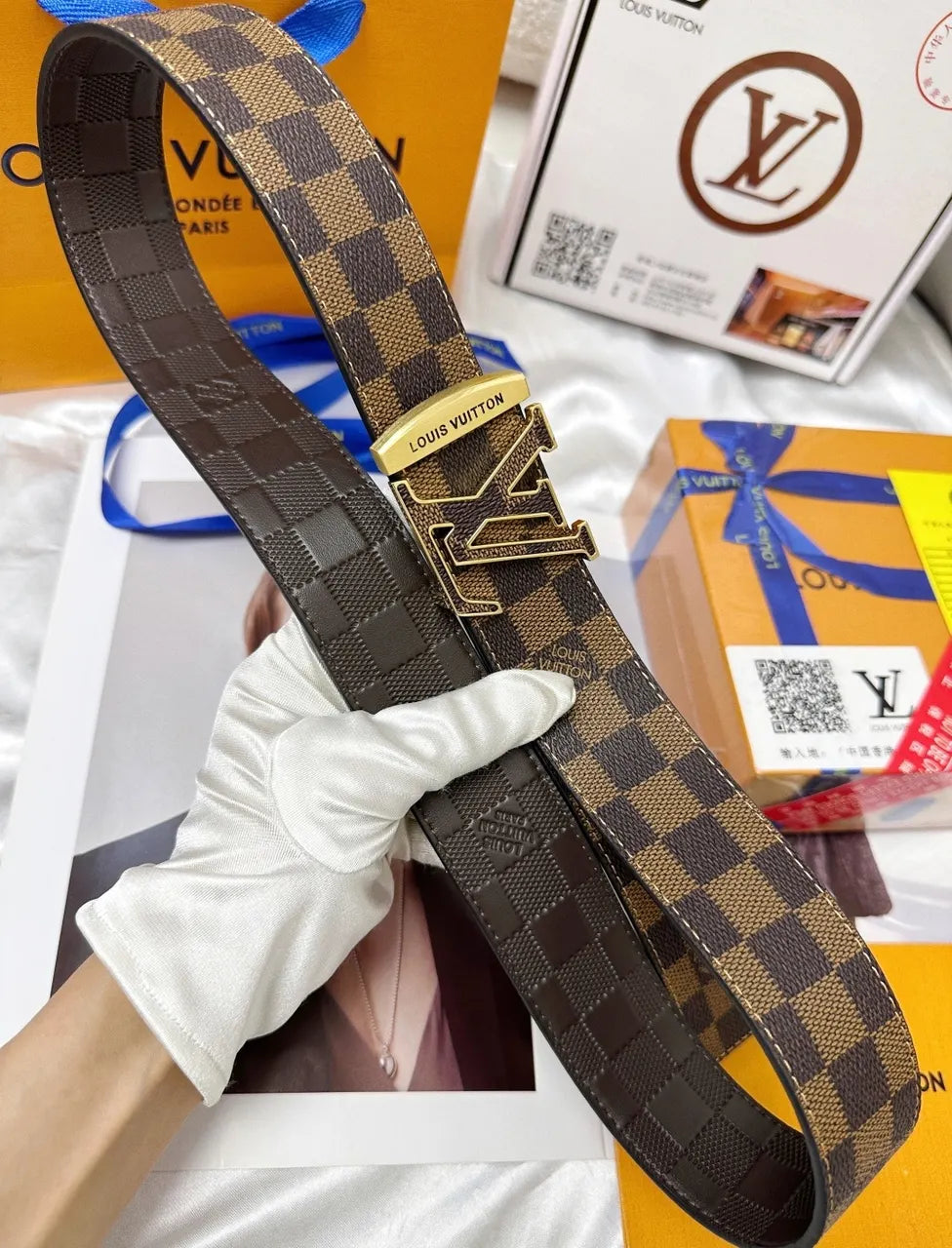 Damier Ebene LV Belt - Hình 5