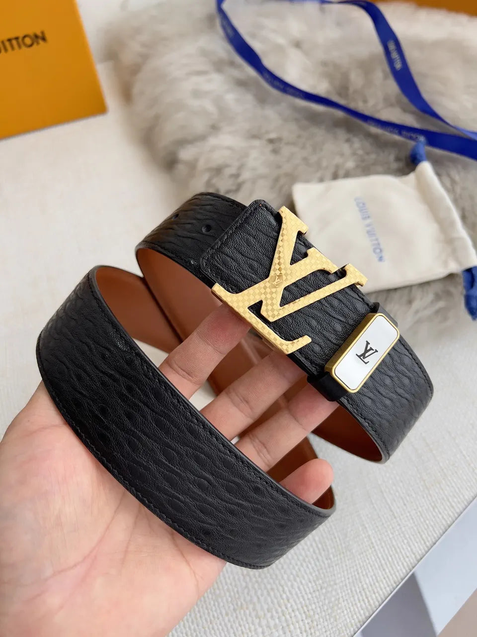 Louis Vuitton Textured Leather Belt