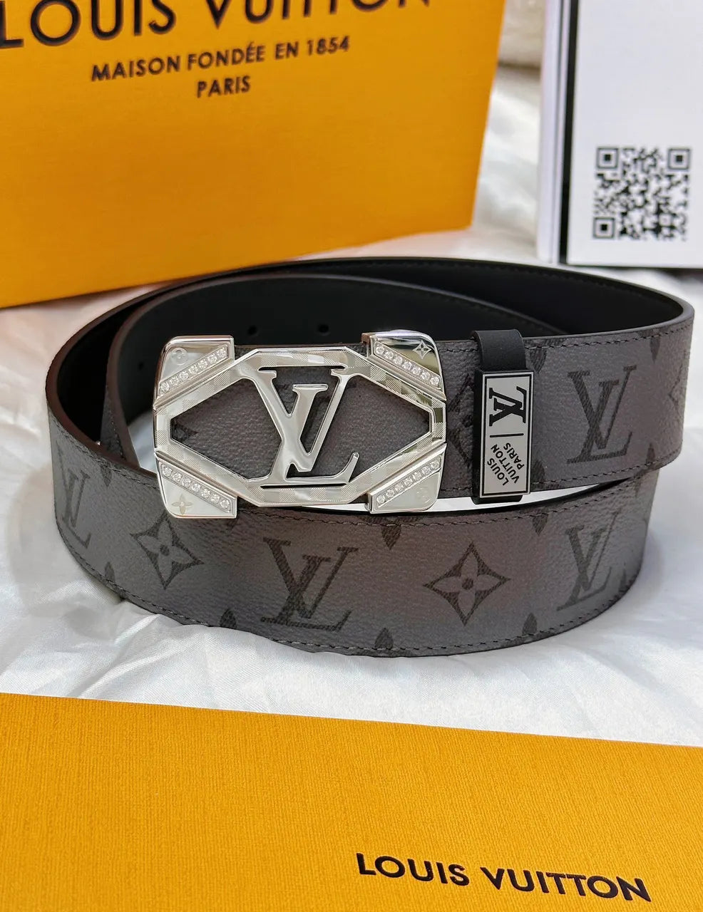 LV Gray Monogram Belt Gold - Hình 5