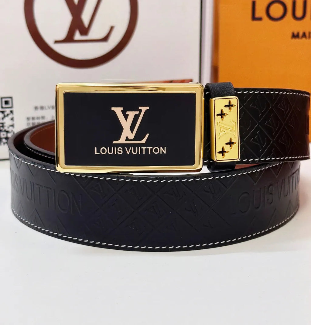 rectangle Louis Vuitton Black Embossed Belt