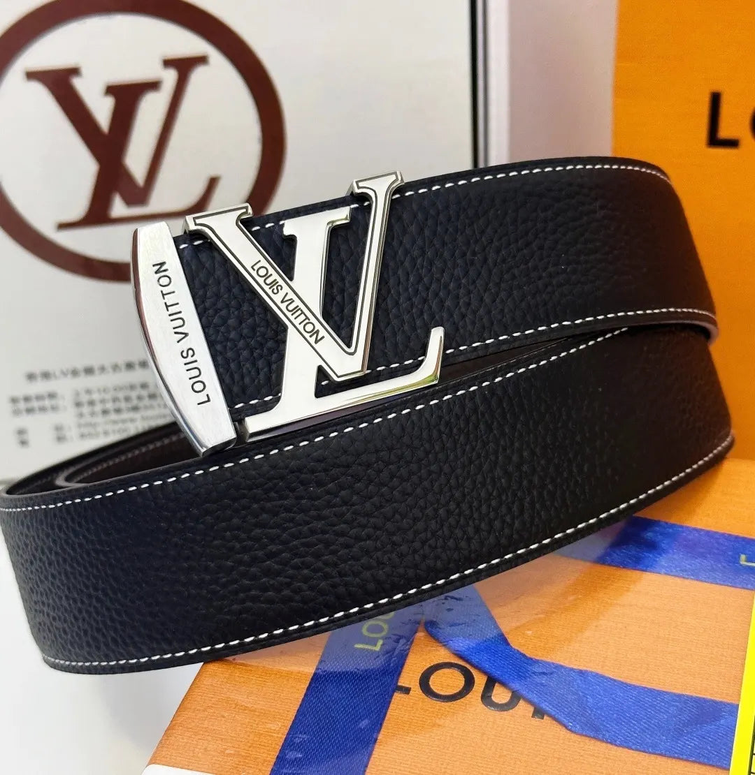 Louis Vuitton Silver Buckle Leather Belt - Hình 3