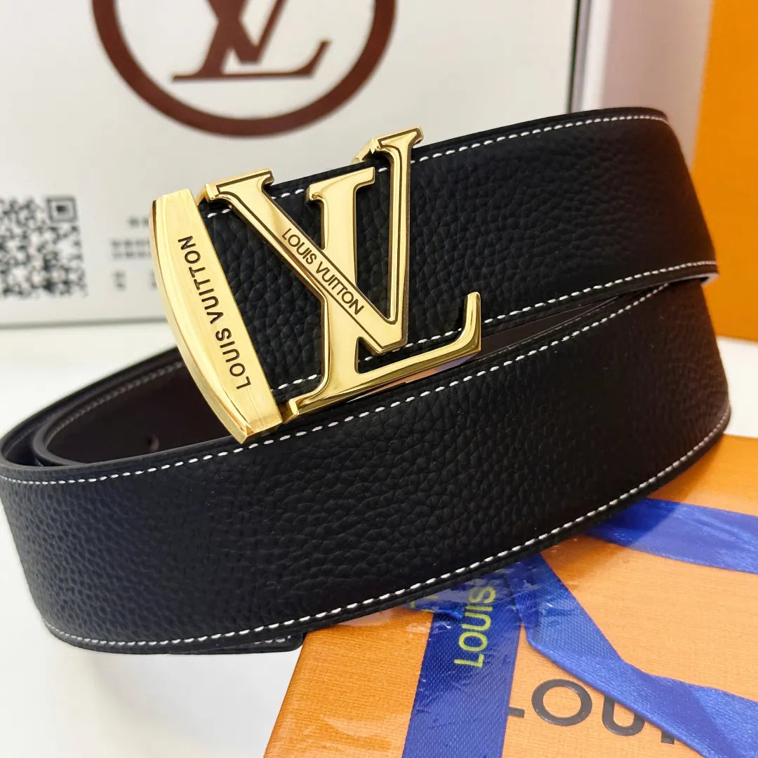 Louis Vuitton Silver Buckle Leather Belt - Hình 4