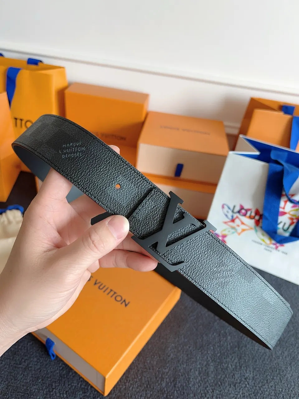 Louis Vuitton Matte Black Belt