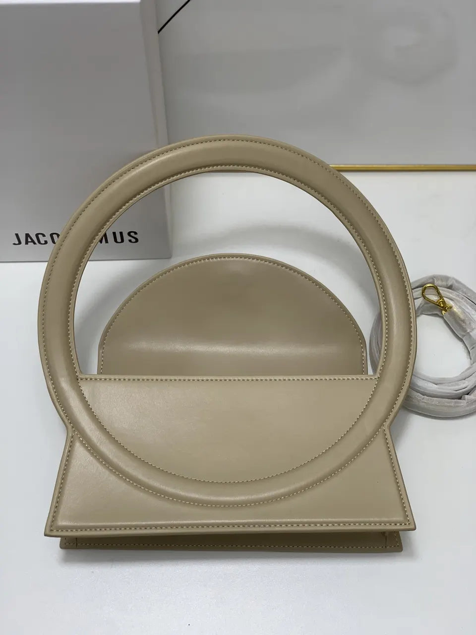 Jacquemus Beige Round Handle Bag - Hình 7