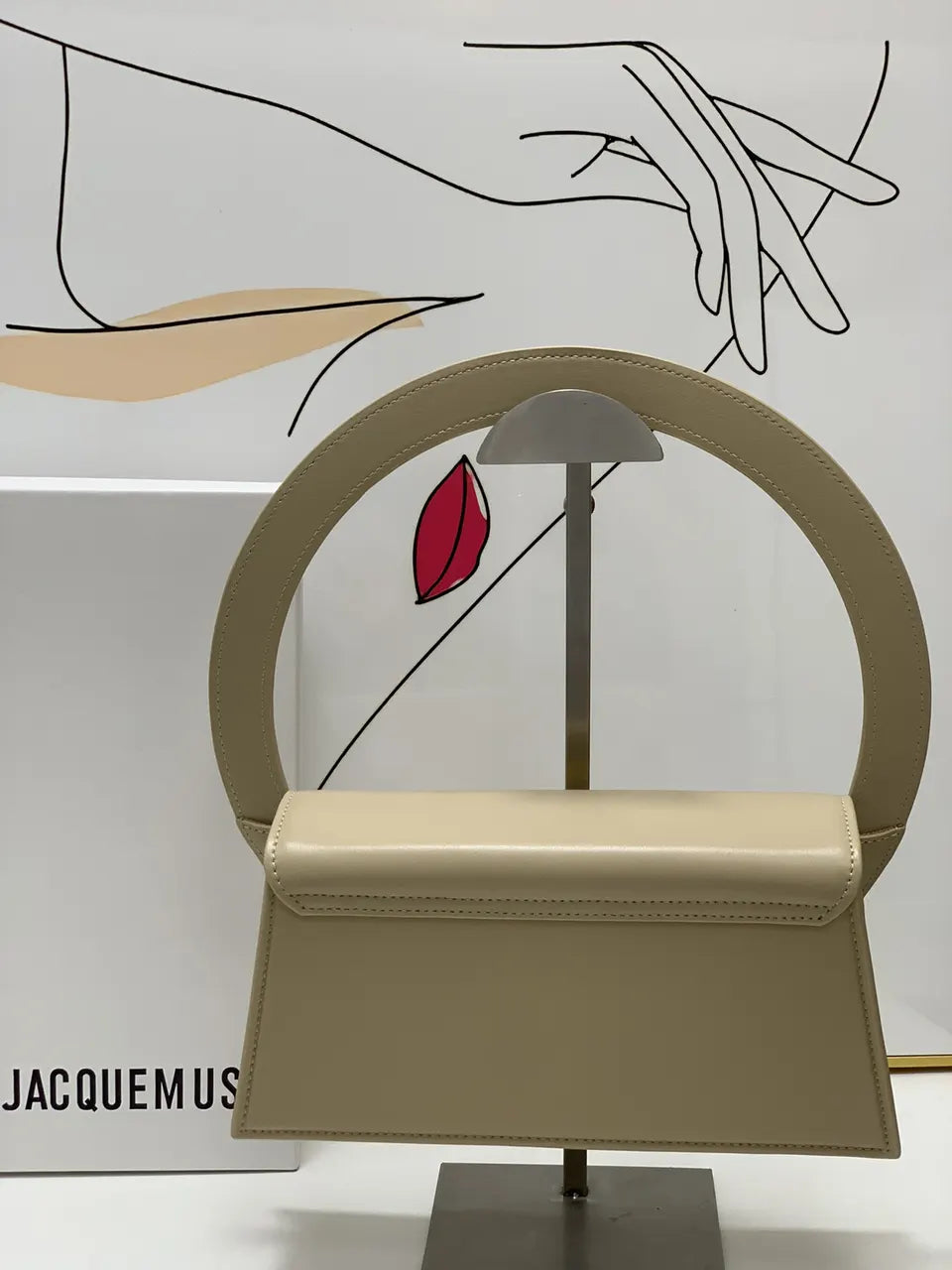 Jacquemus Beige Round Handle Bag - Hình 3