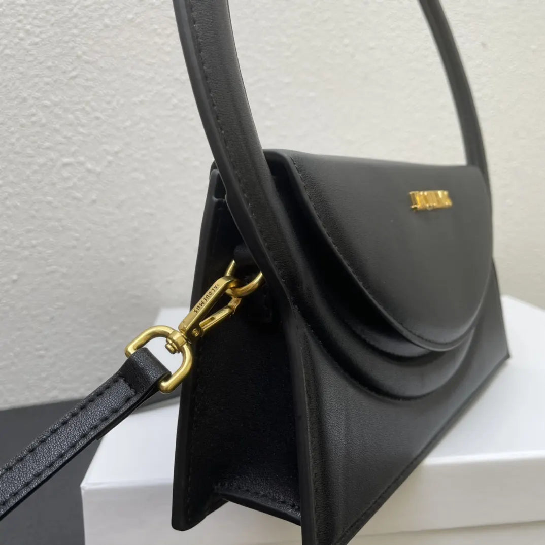 Jacquemus Le Rond Carré Black Leather Bag - Hình 2