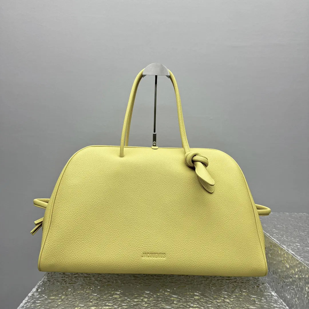 Jacquemus Yellow Leather Top Handle Bag - Hình 10