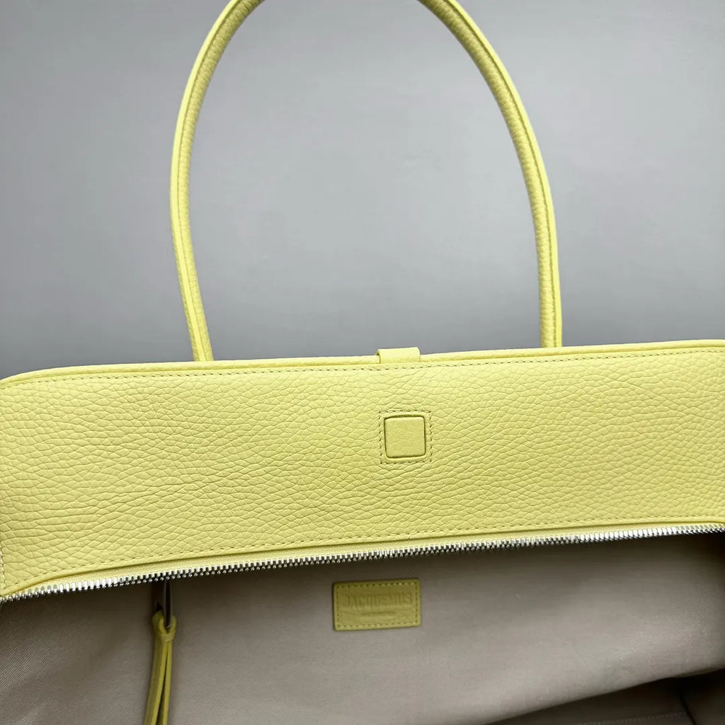 Jacquemus Yellow Leather Top Handle Bag - Hình 2