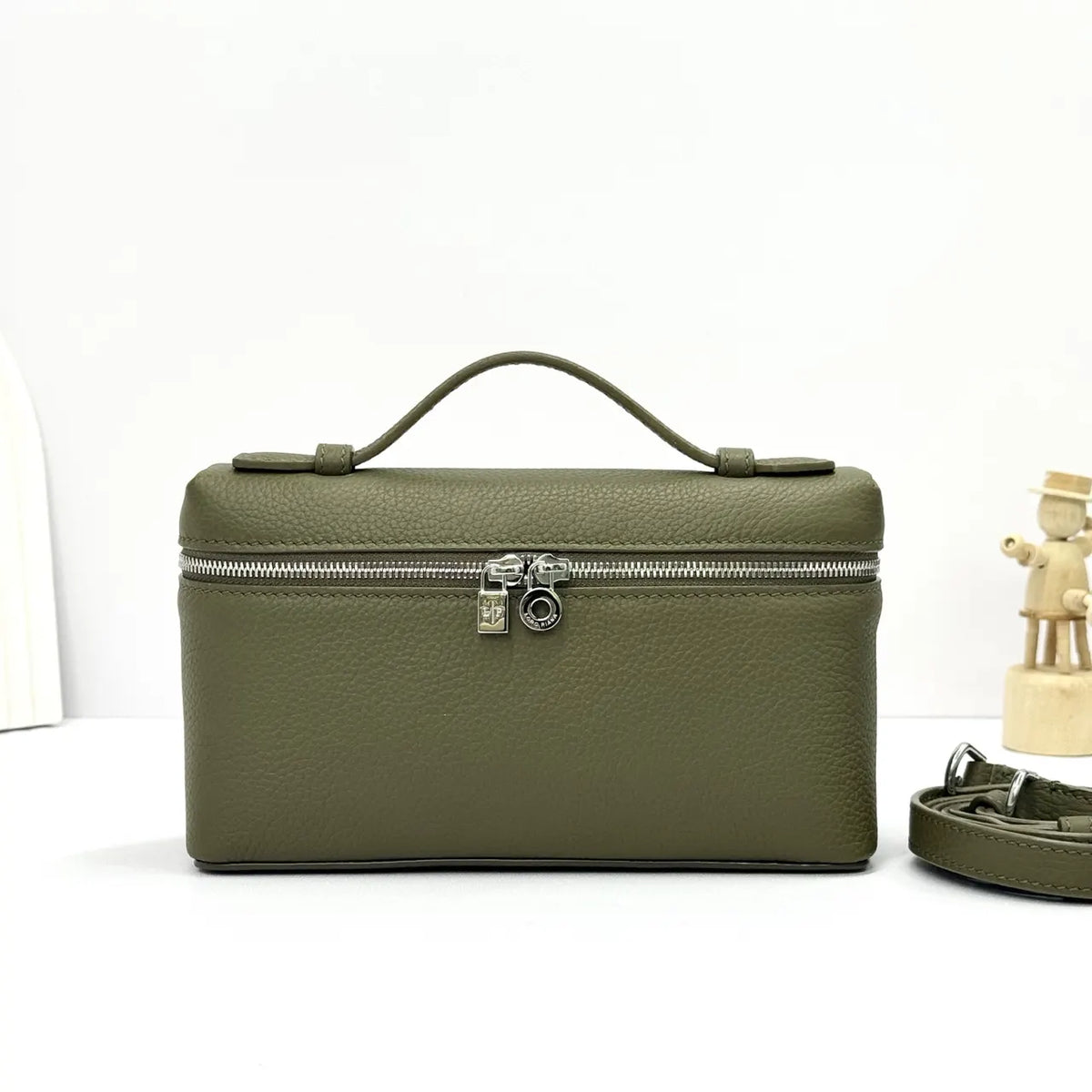 Loro Piana Olive Green Leather Vanity