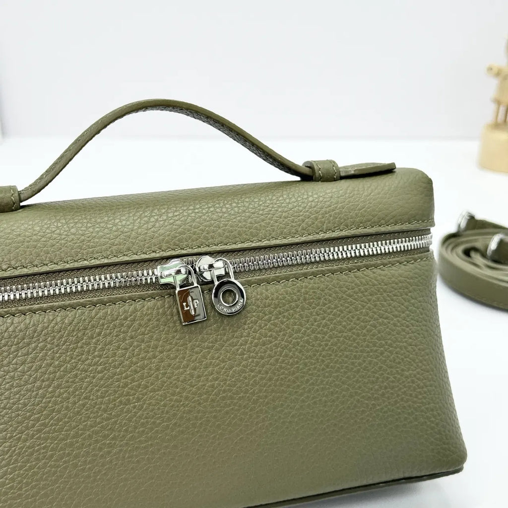 Loro Piana Olive Green Leather Vanity - Hình 6