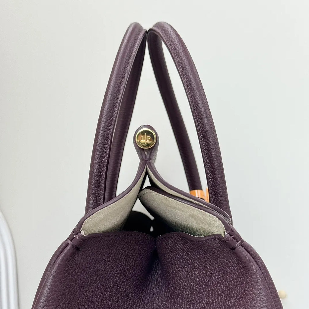 Loro Piana Amethyst Leather Boston Bag - Hình 5