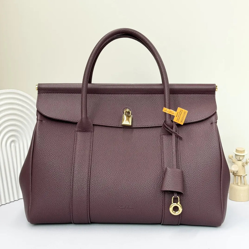 Loro Piana Amethyst Leather Boston Bag