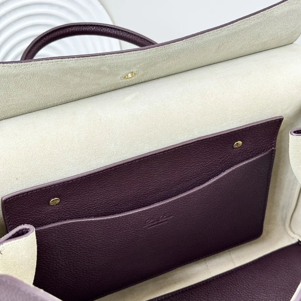 Loro Piana Amethyst Leather Boston Bag - Hình 8