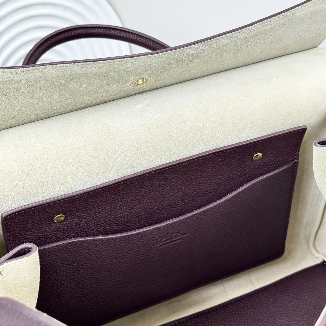 Loro Piana Amethyst Leather Boston Bag - Hình 8