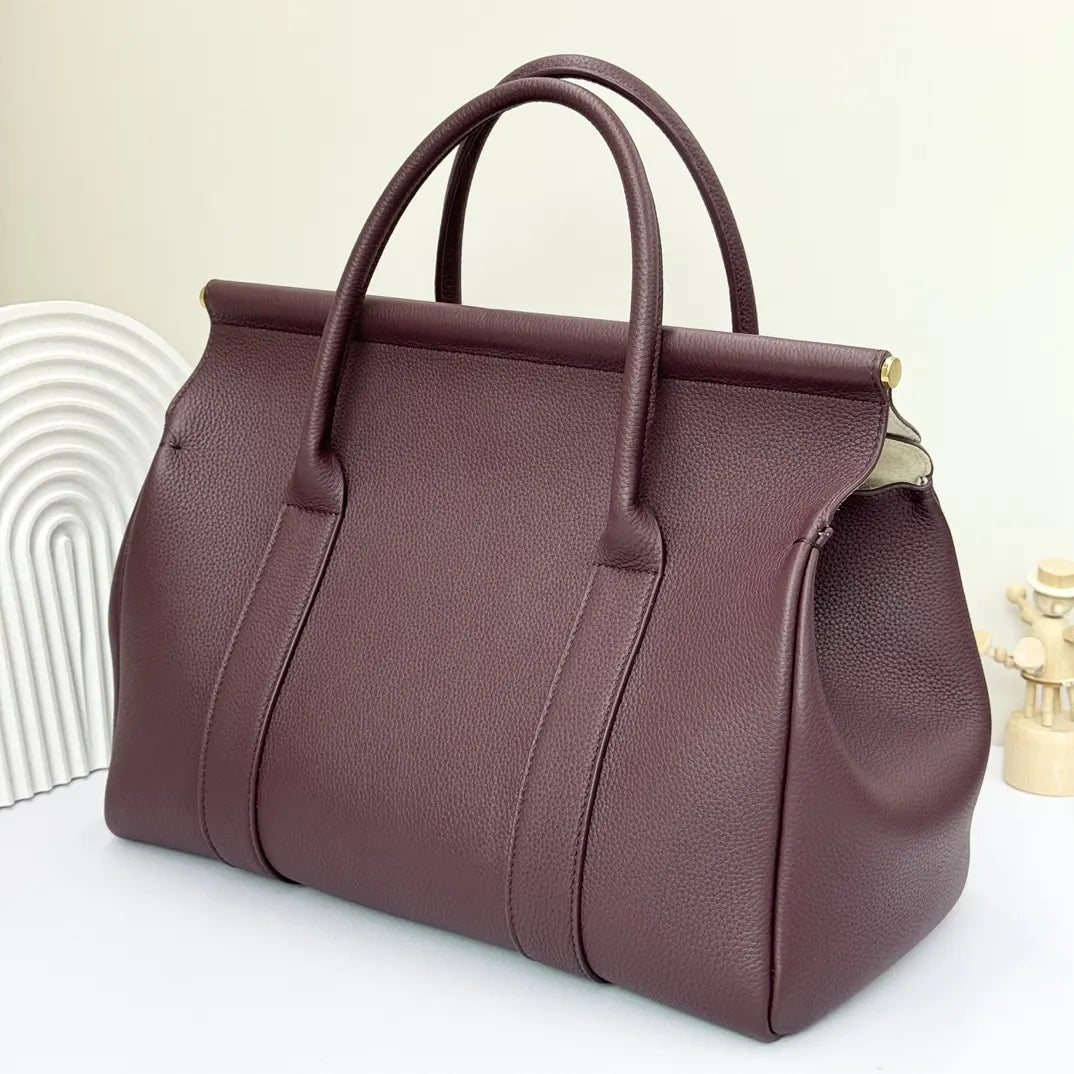 Loro Piana Amethyst Leather Boston Bag - Hình 2