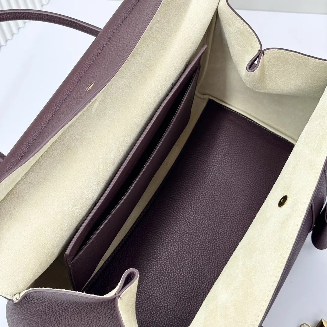 Loro Piana Amethyst Leather Boston Bag - Hình 9