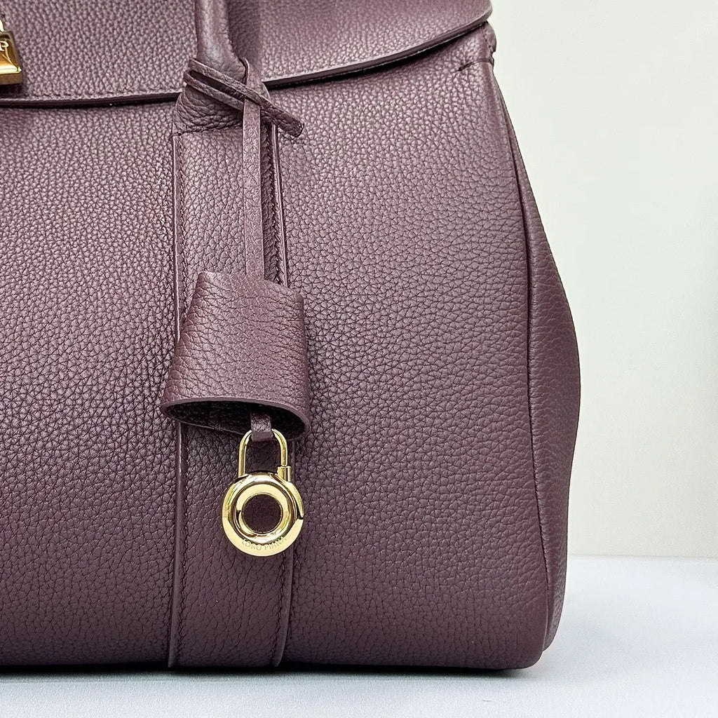 Loro Piana Amethyst Leather Boston Bag - Hình 6