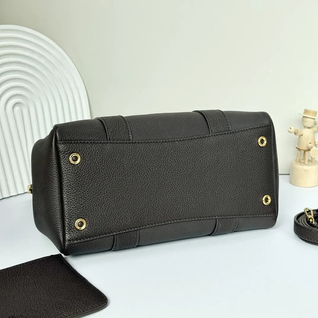 Loro Piana Dark Grey Leather Handle Bag - Hình 3
