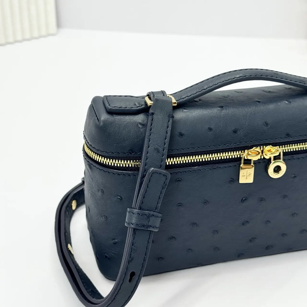 handle Loro Piana Black Ostrich Vanity - Hình 7
