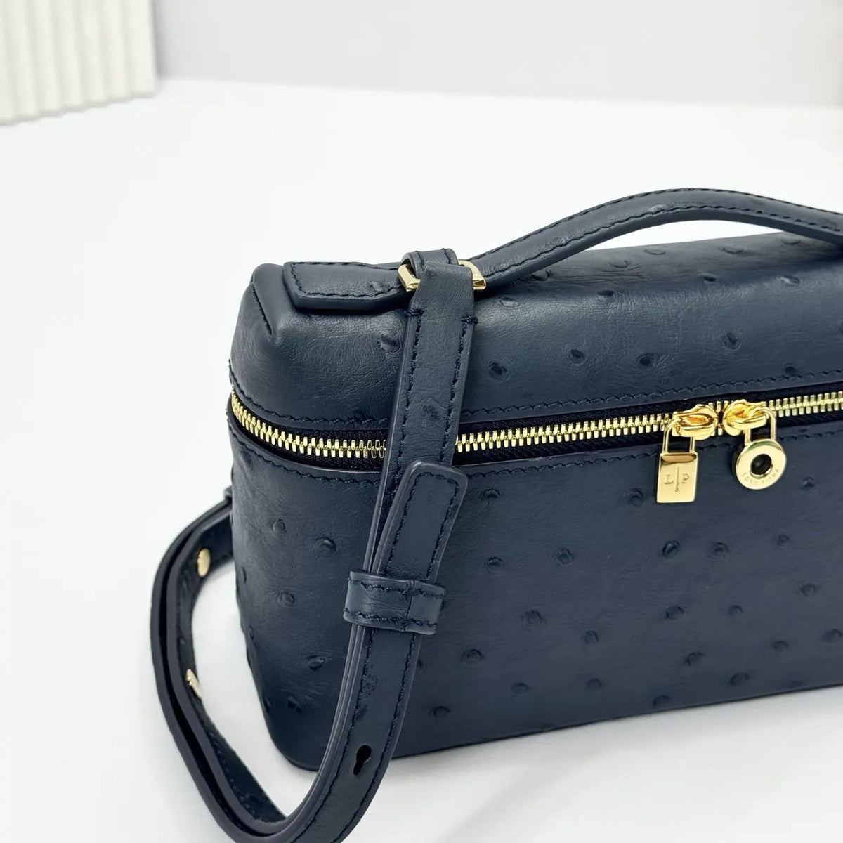 handle Loro Piana Black Ostrich Vanity - Hình 7