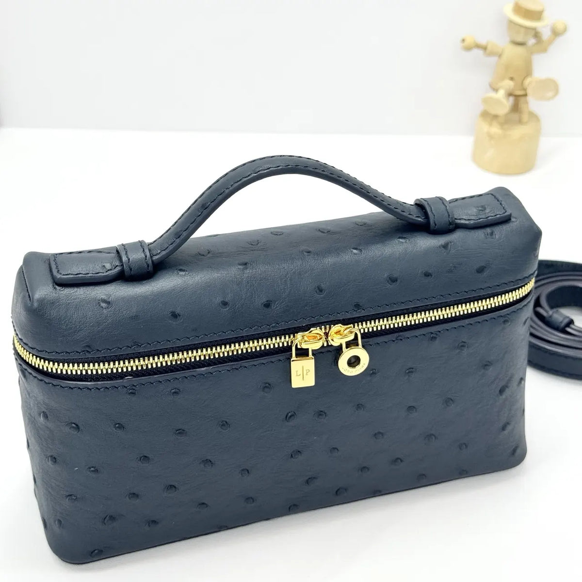 handle Loro Piana Black Ostrich Vanity - Hình 5