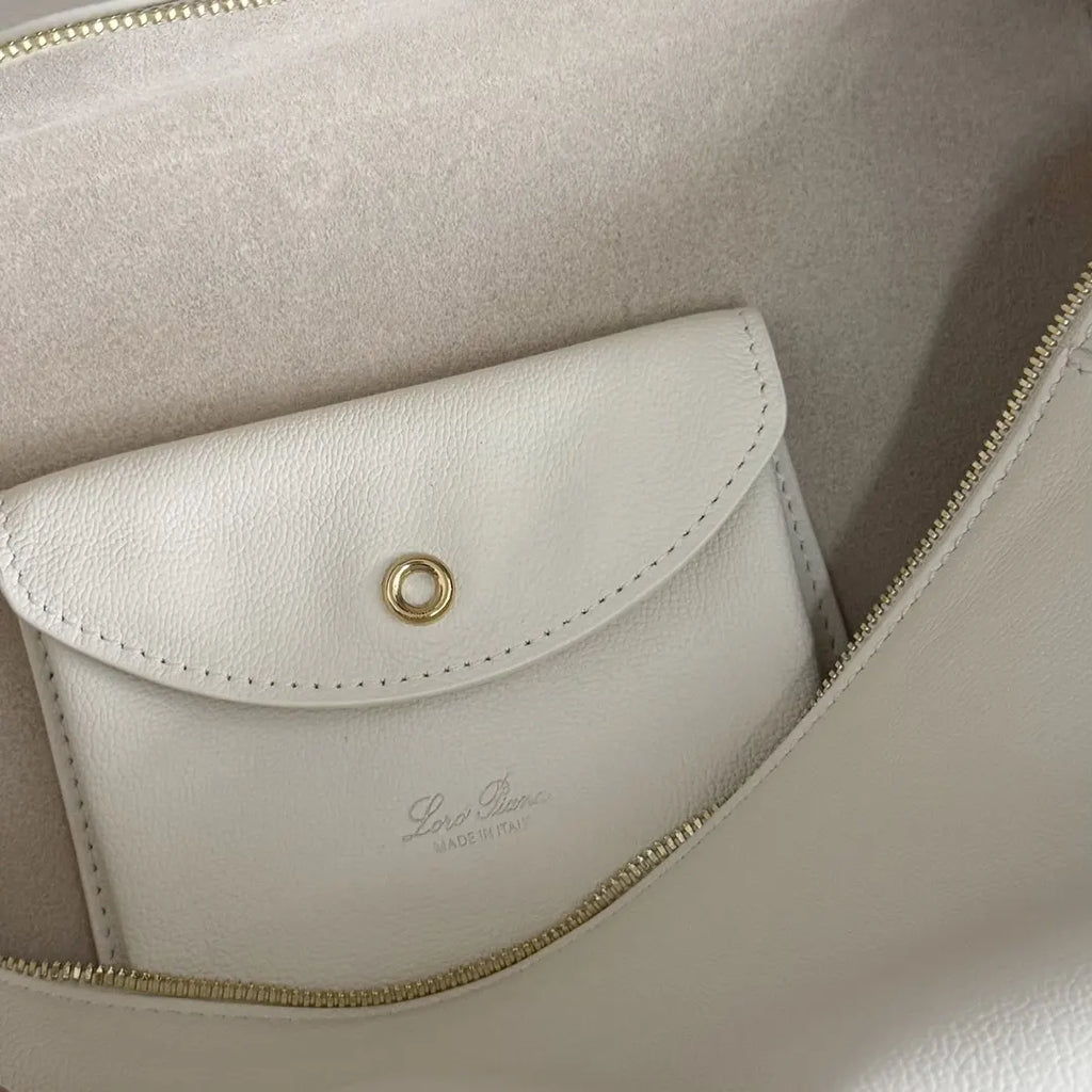 Loro Piana White Leather Box Bag - Hình 9