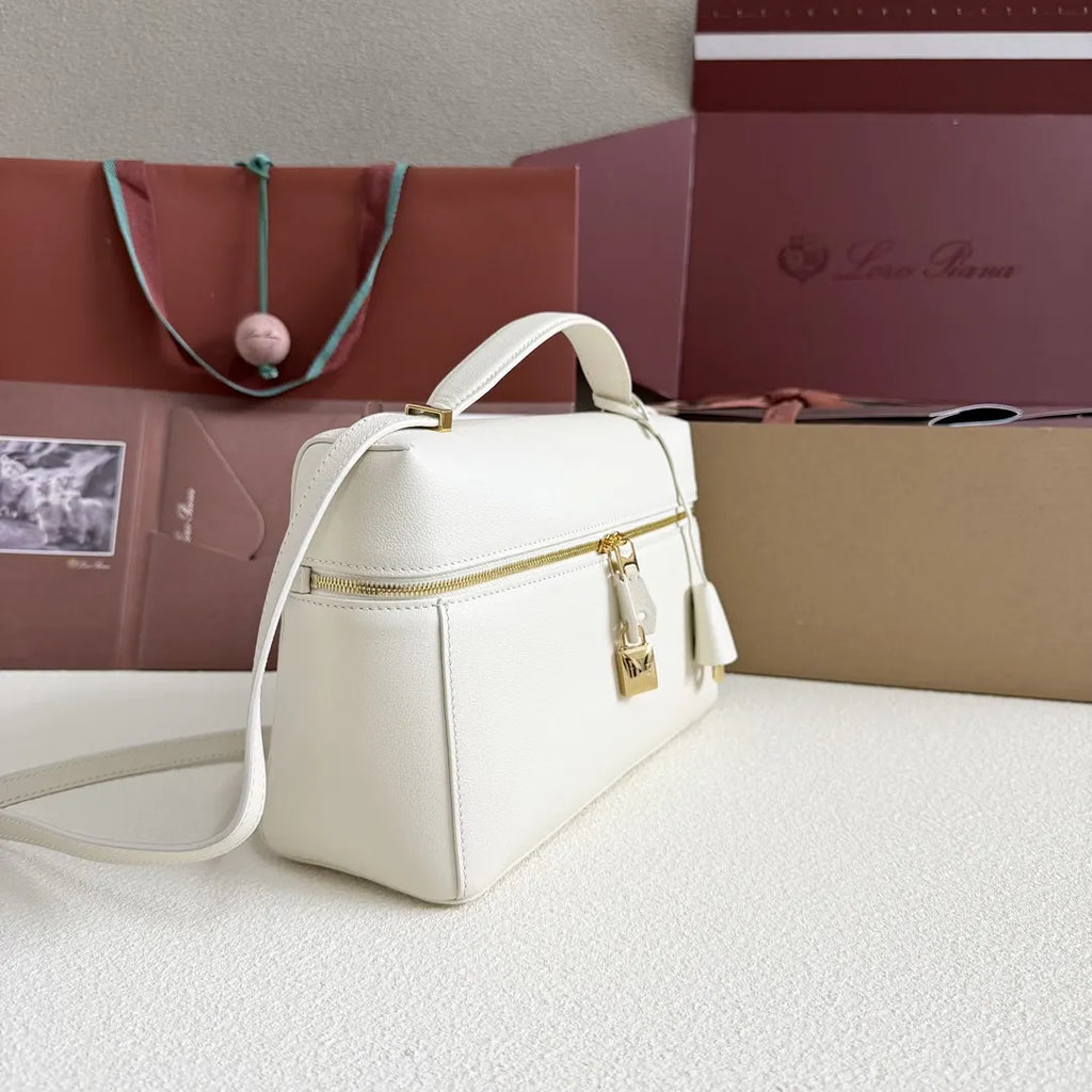 Loro Piana White Leather Box Bag - Hình 3