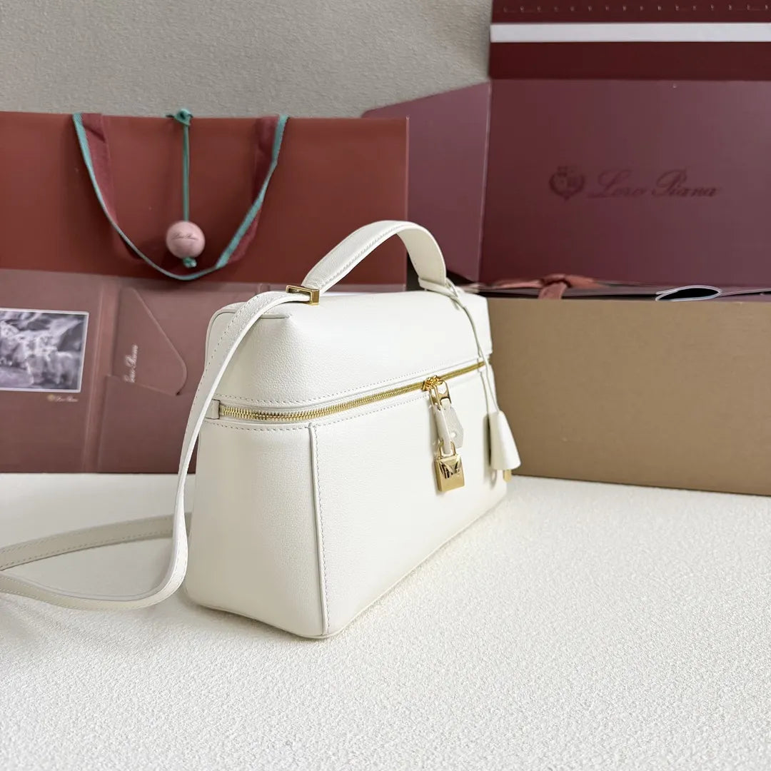 Loro Piana White Leather Box Bag - Hình 3