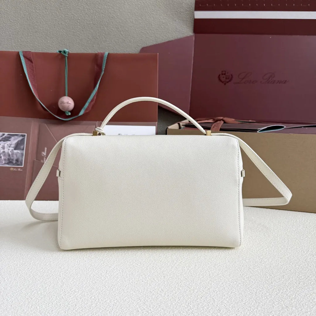 Loro Piana White Leather Box Bag - Hình 2