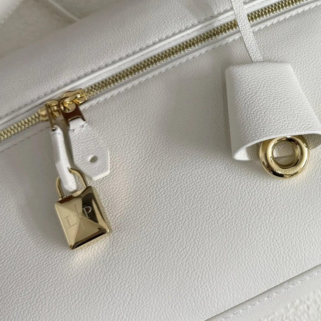 Loro Piana White Leather Box Bag - Hình 7