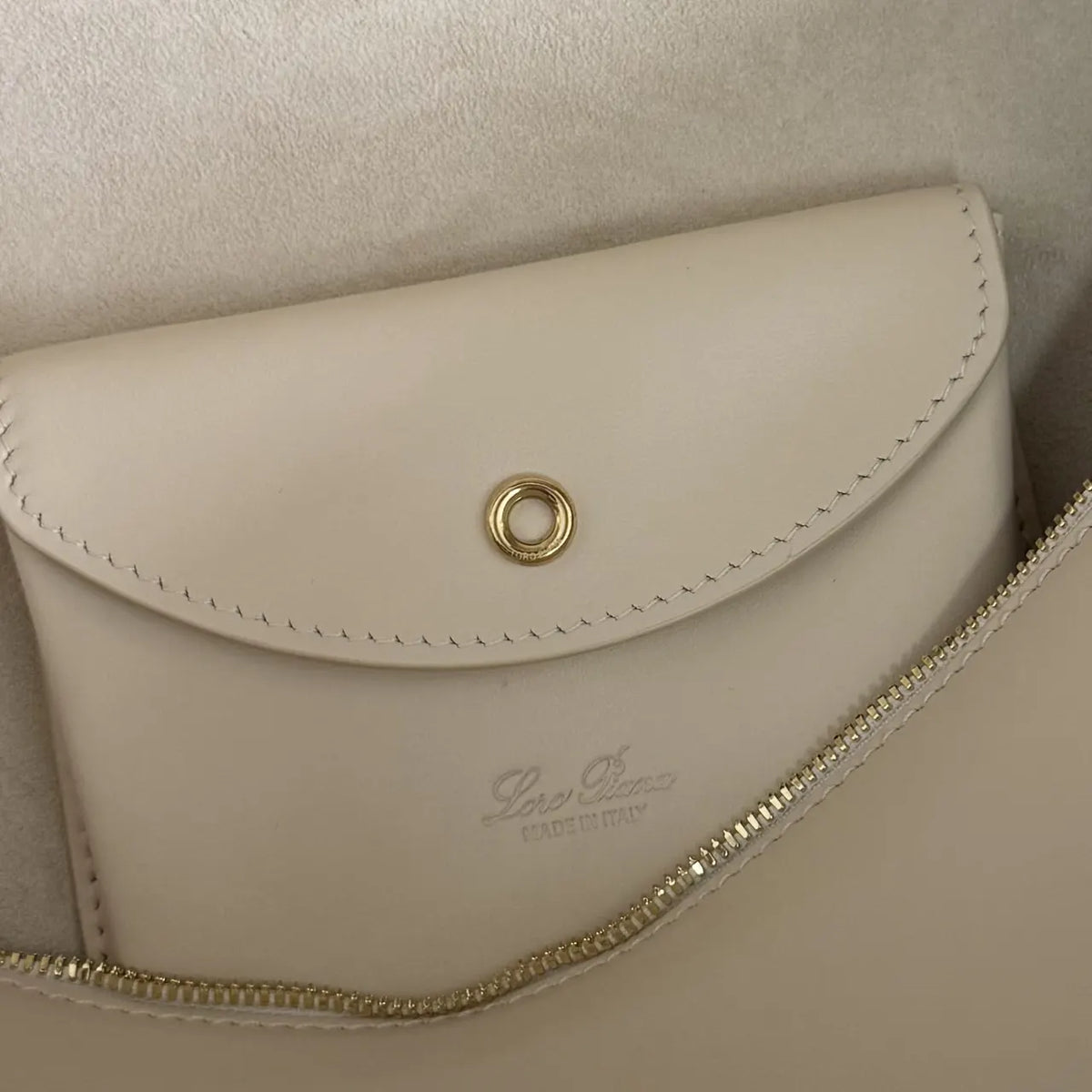 Loro Piana Cream Box Bag leather - Hình 9