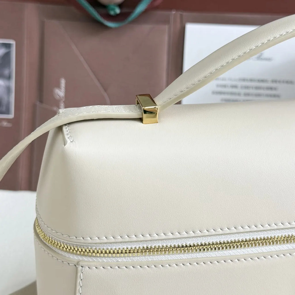 Loro Piana Cream Box Bag leather - Hình 8
