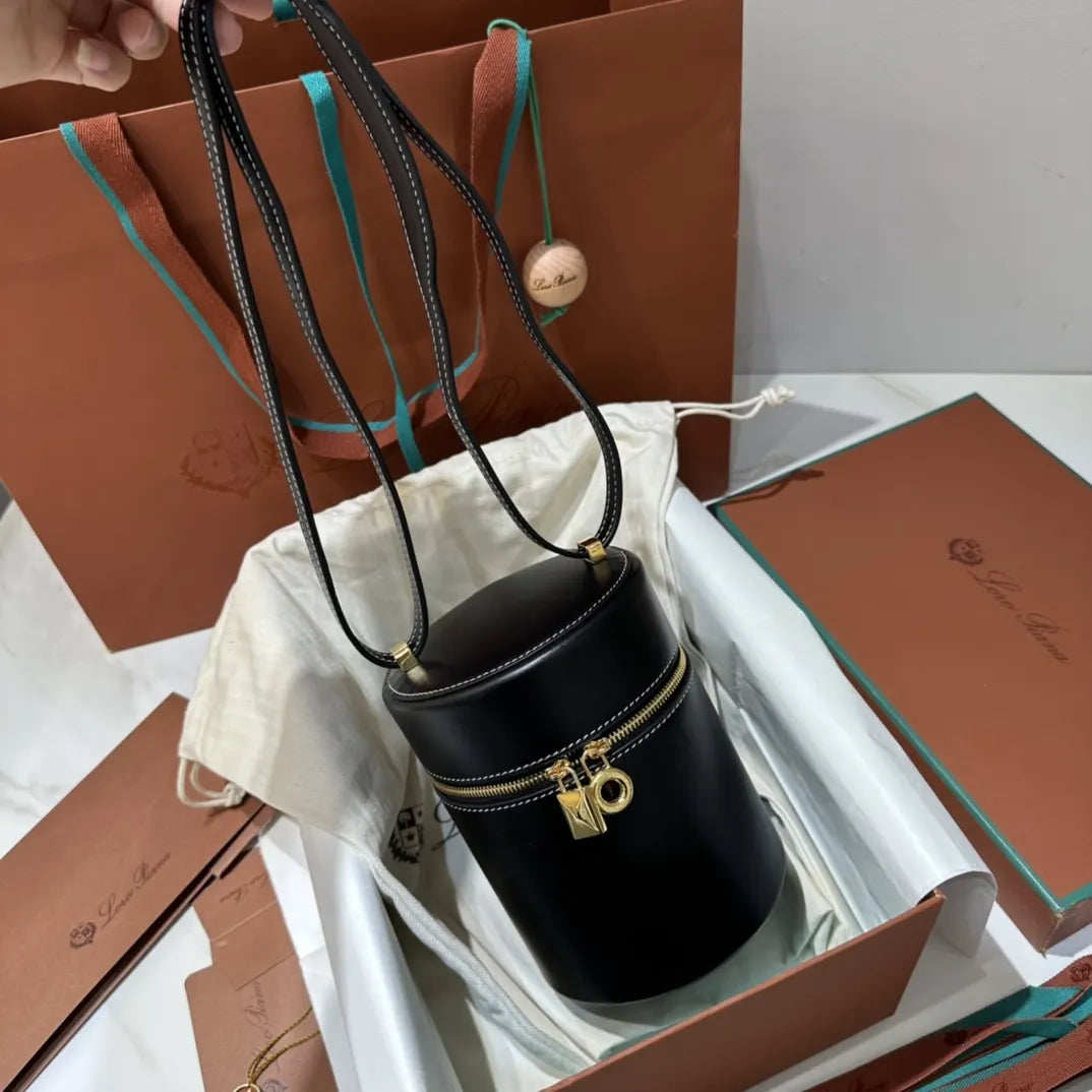 Loro Piana Black Cylinder Bag - Hình 9