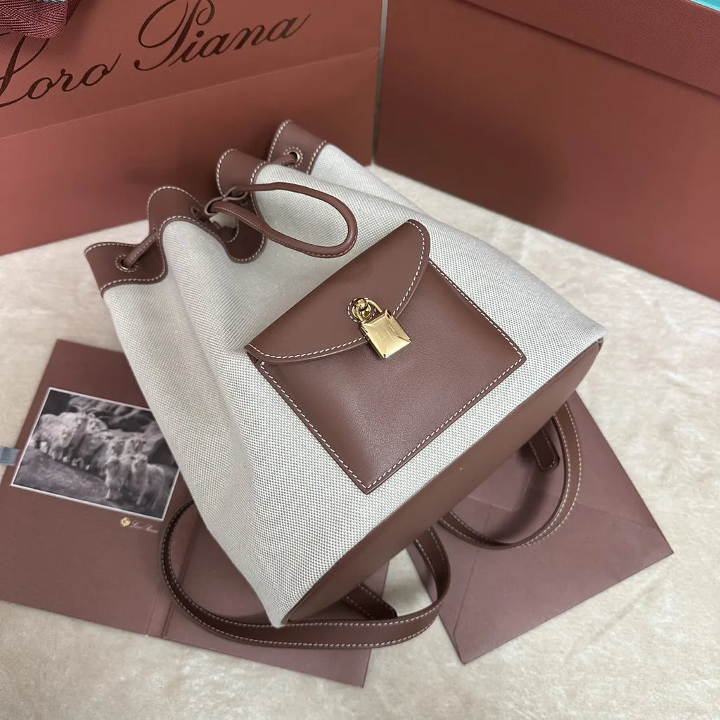 Loro Piana Cream Bucket Bag - Hình 4