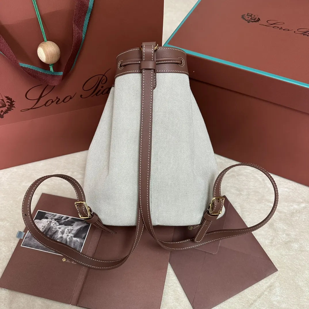 Loro Piana Cream Bucket Bag - Hình 2