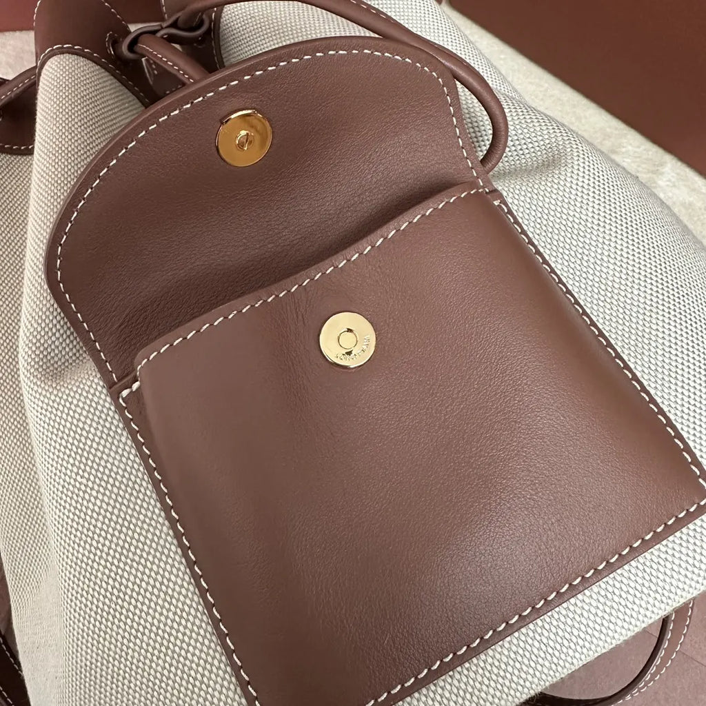 Loro Piana Cream Bucket Bag - Hình 5