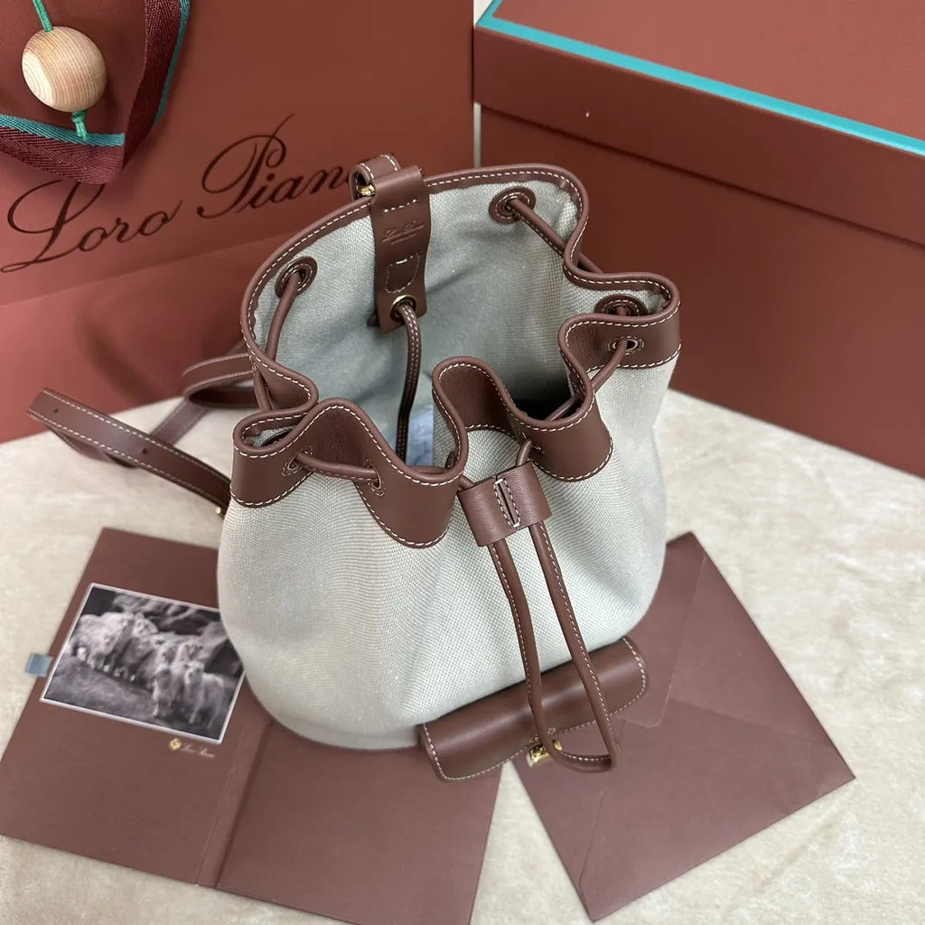 Loro Piana Cream Bucket Bag - Hình 3
