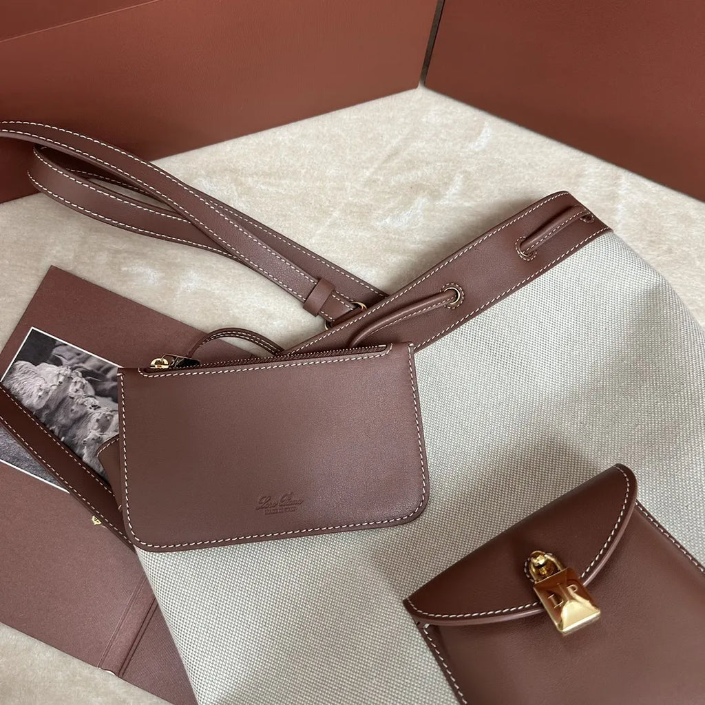 Loro Piana Cream Bucket Bag - Hình 7