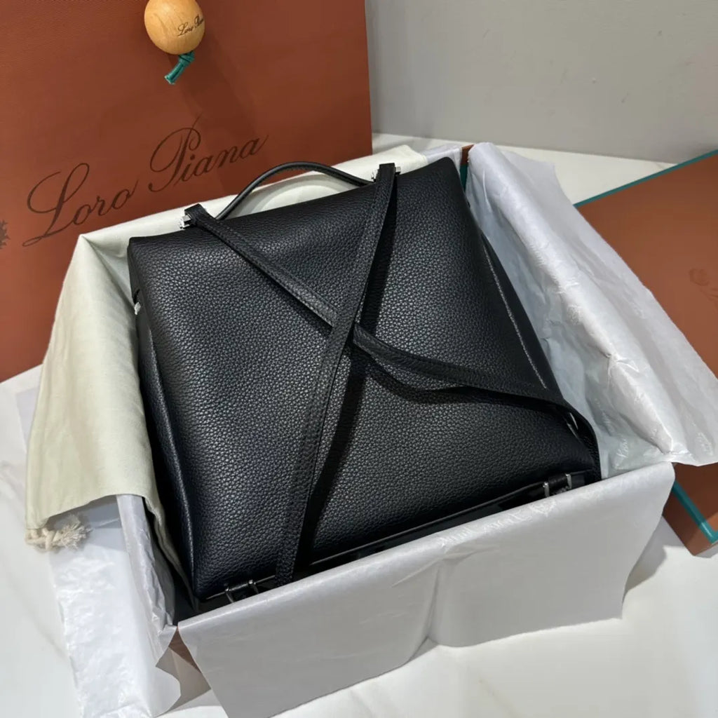 elegant Loro Piana Black Leather Vanity - Hình 3