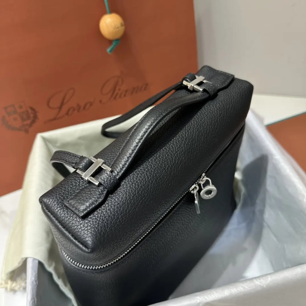 elegant Loro Piana Black Leather Vanity - Hình 4