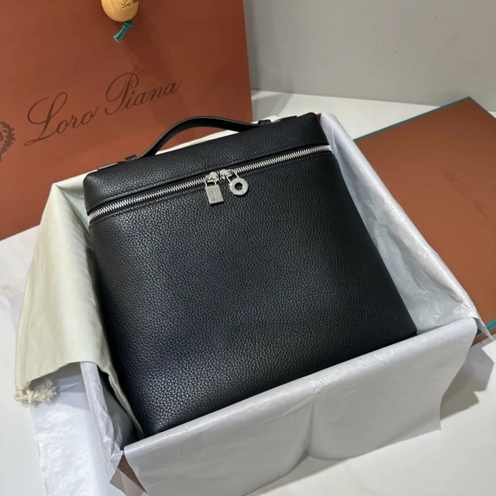 elegant Loro Piana Black Leather Vanity - Hình 2