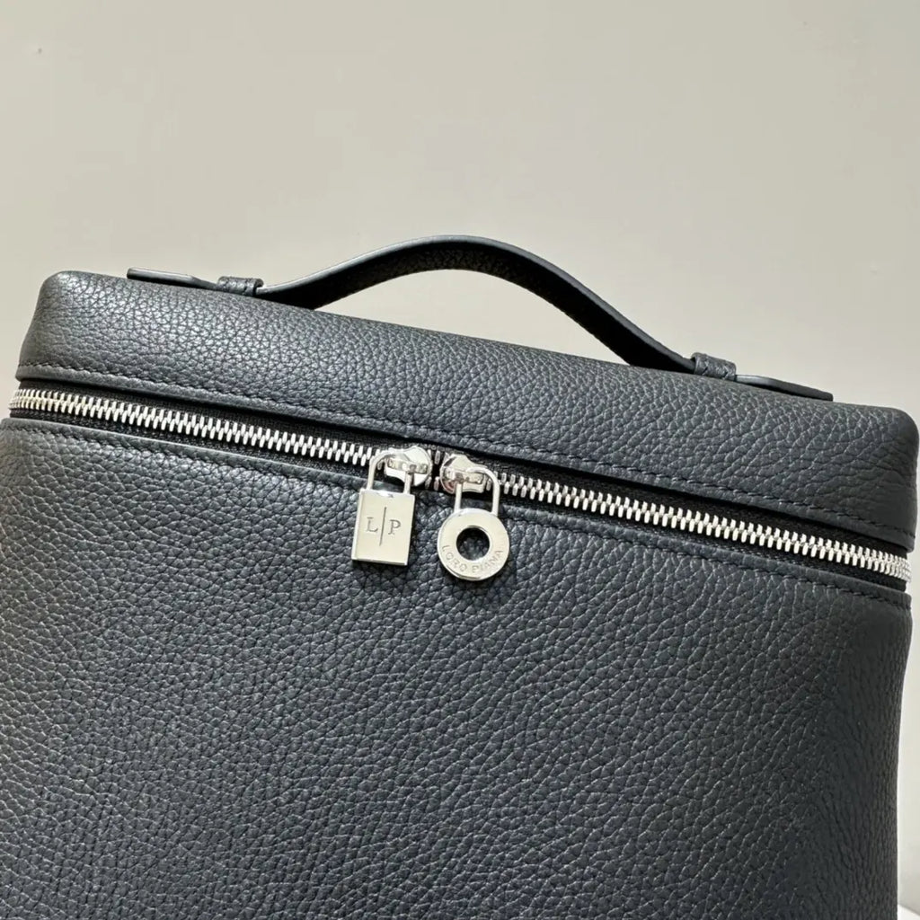 elegant Loro Piana Black Leather Vanity - Hình 5