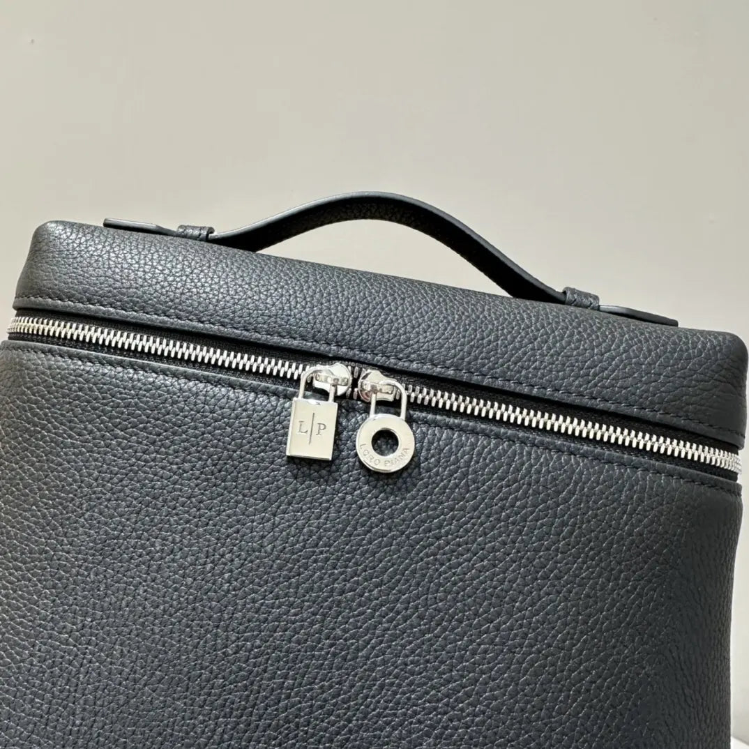 elegant Loro Piana Black Leather Vanity - Hình 5