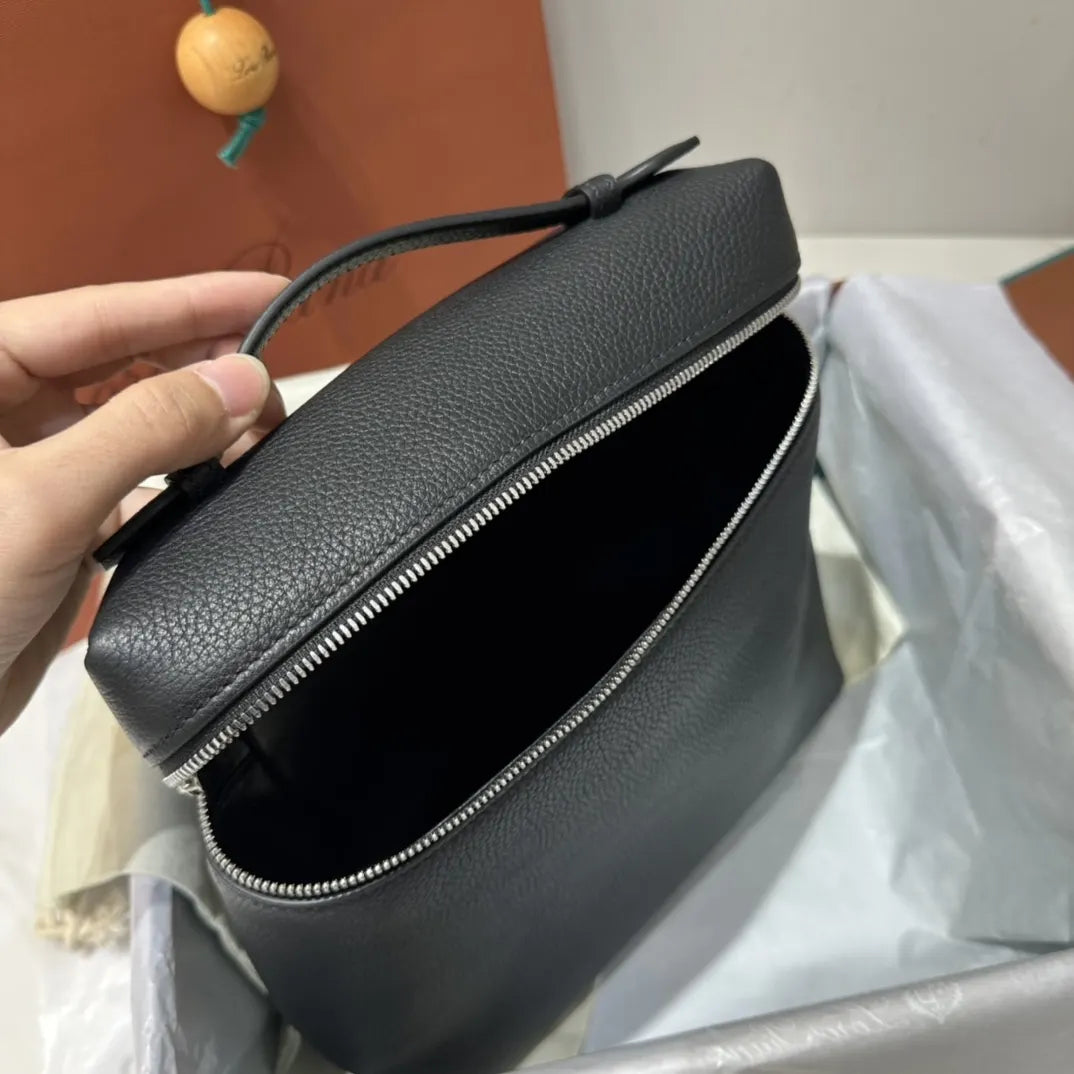 elegant Loro Piana Black Leather Vanity - Hình 7