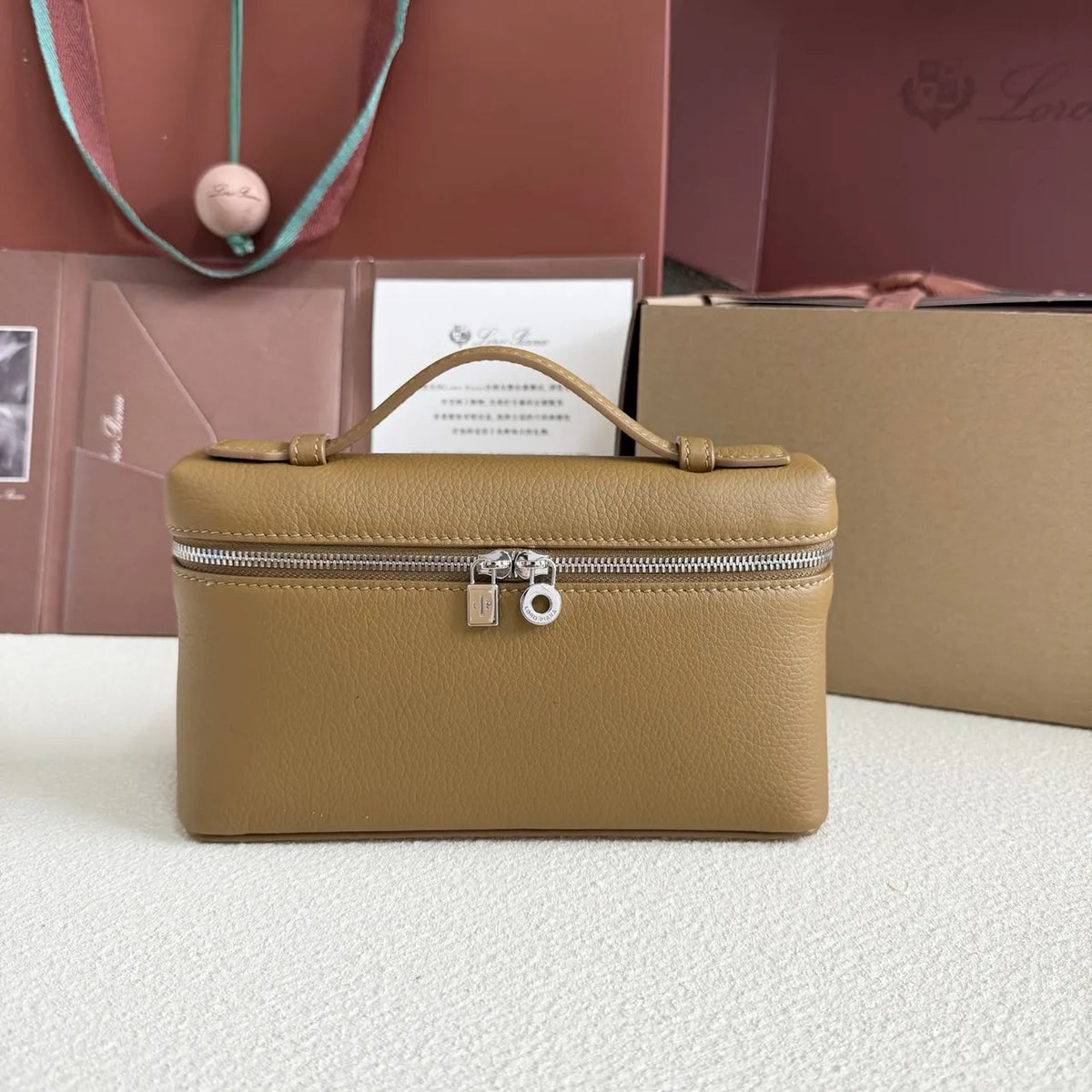 Loro Piana Tan Leather Box Bag
