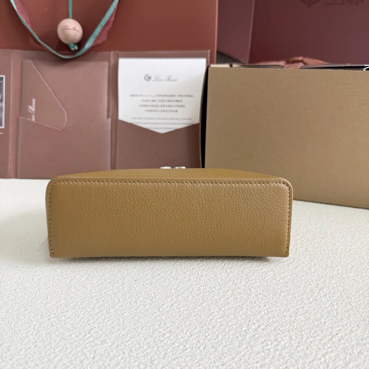 Loro Piana Tan Leather Box Bag - Hình 3