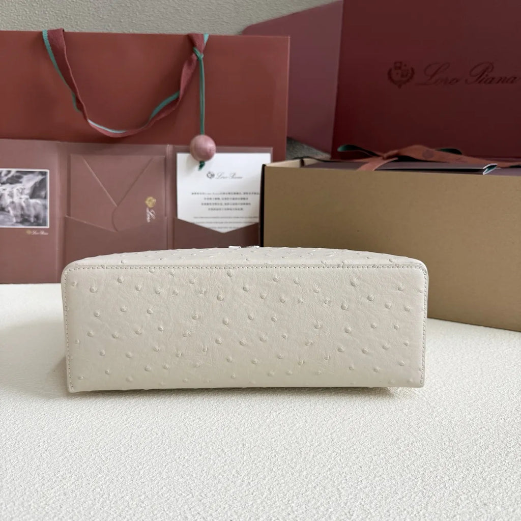 structured Loro Piana Ivory Ostrich Vanity - Hình 3