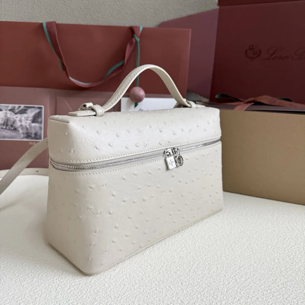 structured Loro Piana Ivory Ostrich Vanity - Hình 2