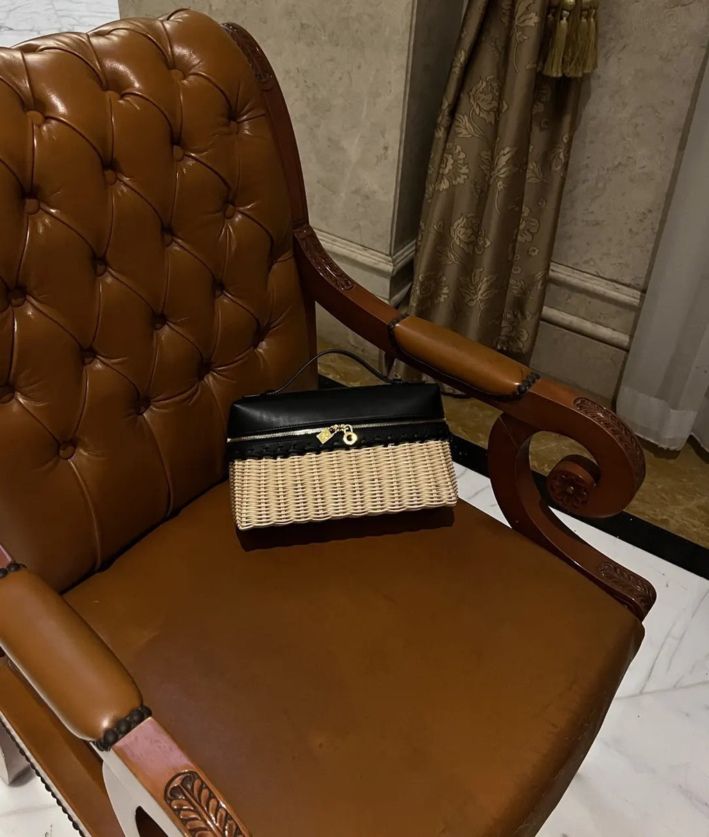Goyard Black & Wicker Vanity Case - Hình 8